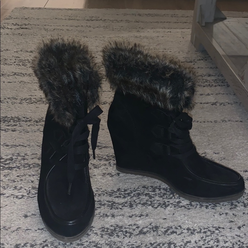 Target Faux Fur & Suede Black Boots